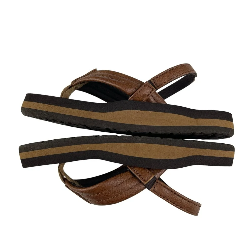 Reef Little Ahi Flip Flop Sandals Toddler Size 9 Brown Faux Leather Backstrap